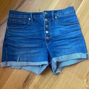 madewell high rise button fly shorts